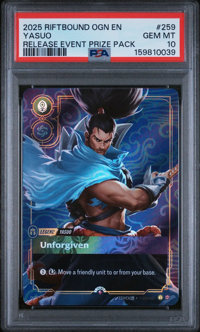 2025 #259 Yasuo - Unforgiven PSA 10 Riftbound: League of Legends Ogn-Origins