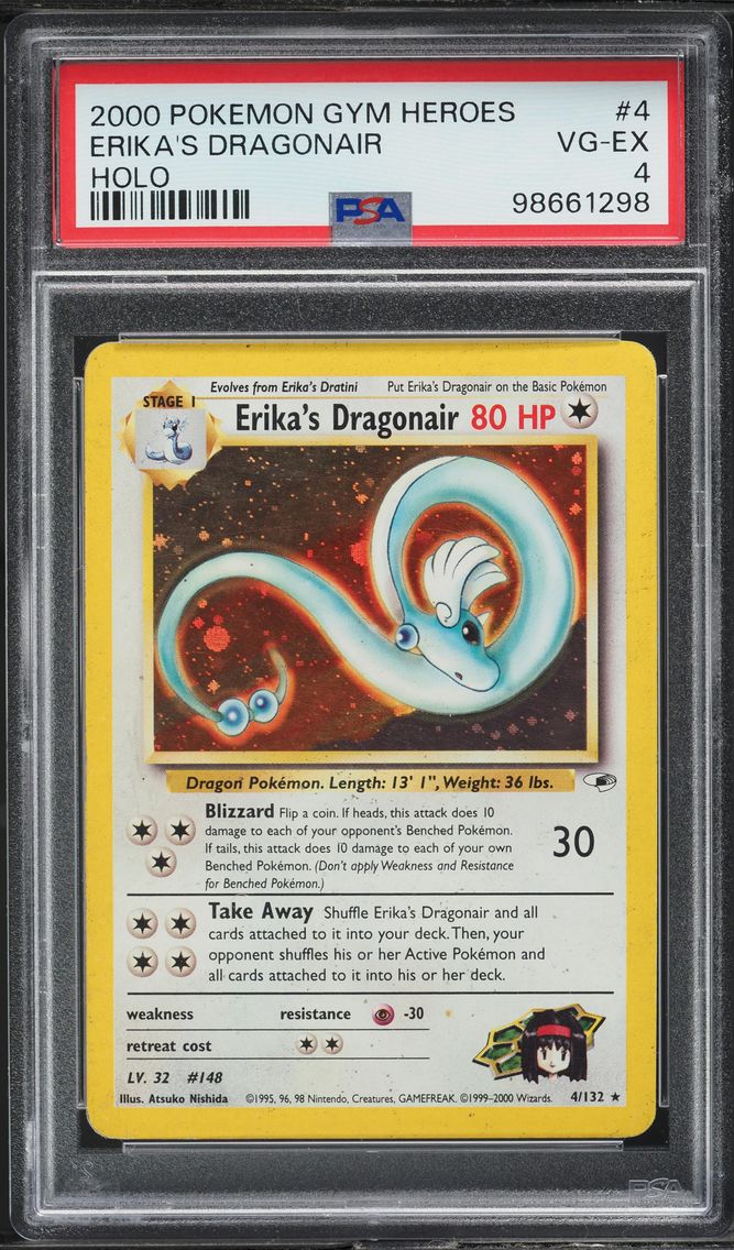 2000 #4 GYM HEROES HOLO ERIKA'S DRAGONAIR PSA 4 POKEMON