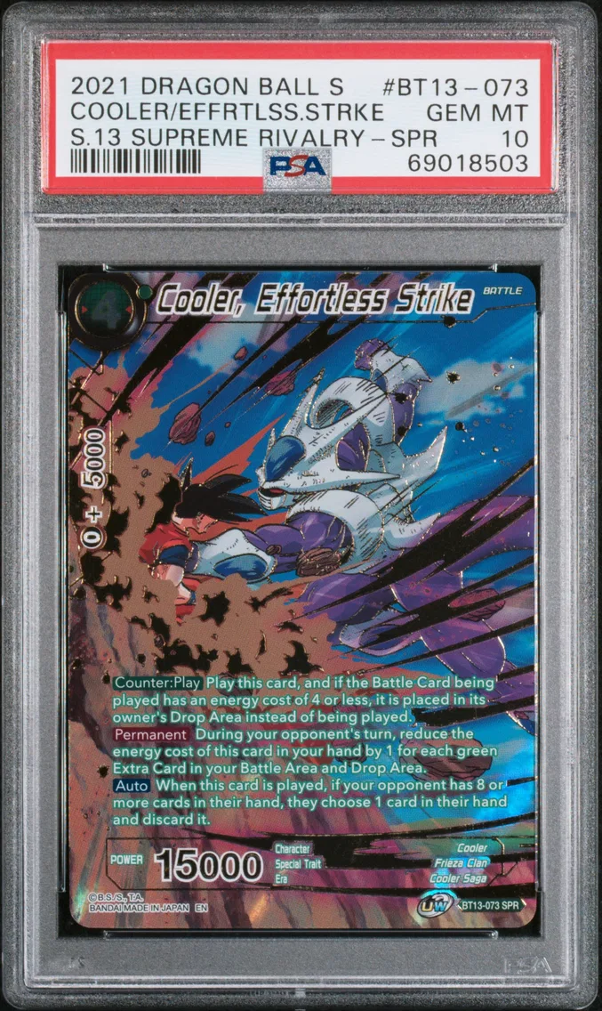 2021 #BT13-073 Cooler, Effortless Strike PSA 10 Dragon Ball Super Card Game Series 13 Supreme Rivalry