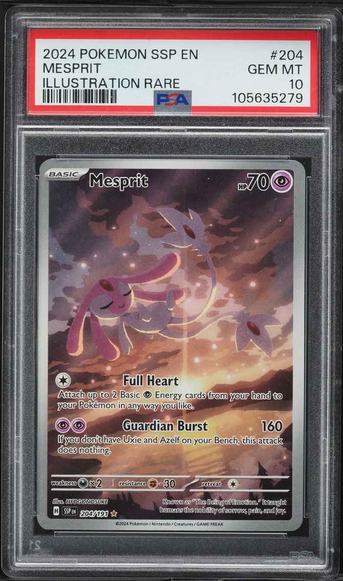 2024 #204 Mesprit PSA 10 Ssp EN-Surging Sparks Pokemon