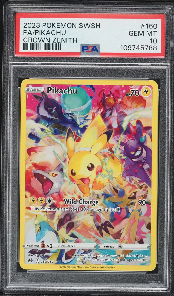2023 #160 Full Art/Pikachu PSA 10 Sword and Shield Crown Zenith Pokemon