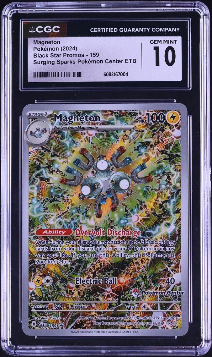2024 Pokemon Scarlet & Violet Promo Surging Sparks Center ETB Alt Art Magneton #159 CGC 10