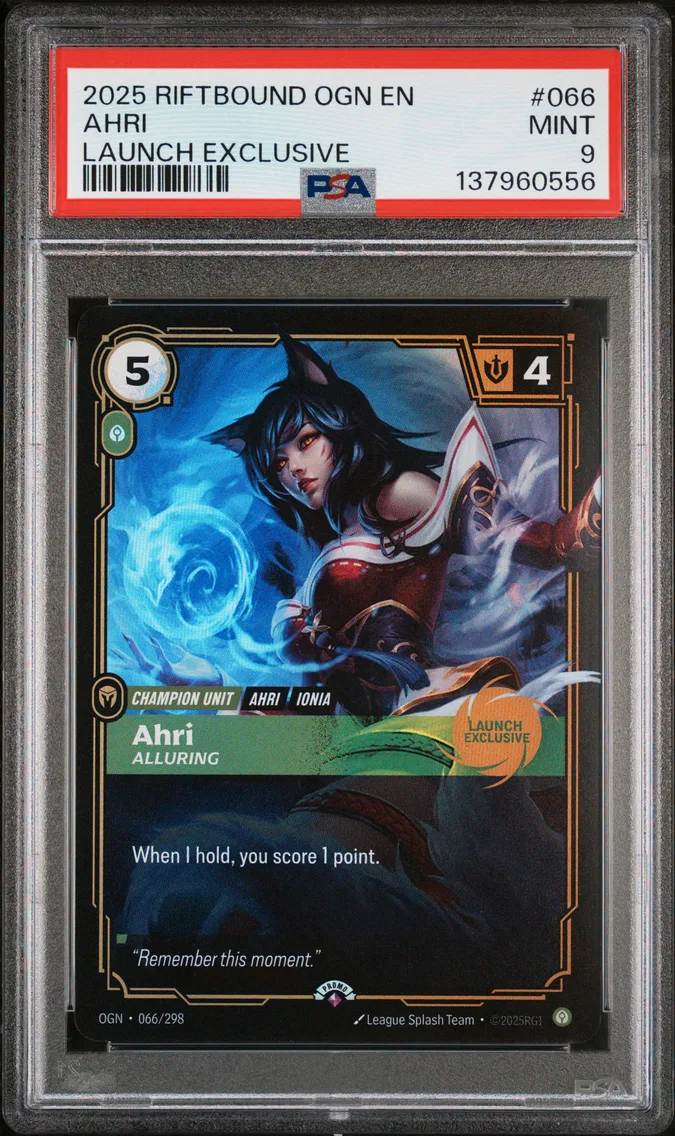 2025 #066 Ahri - Alluring PSA 9 Riftbound: League of Legends Ogn-Origins