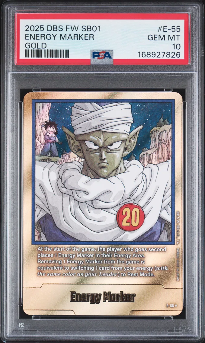 2025 #E-55 Energy Marker PSA 10 Dragon Ball Super Card Game Fusion World Manga Booster 01