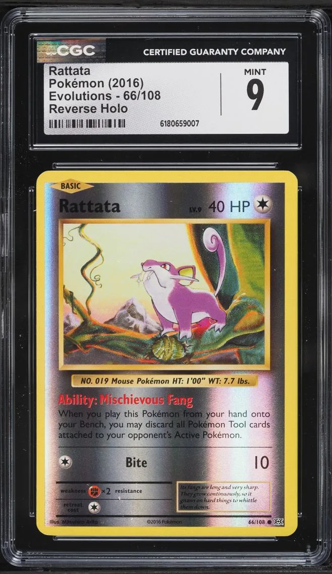 2016 Pokemon XY Evolutions Reverse Holo Rattata #66 CGC 9 MINT
