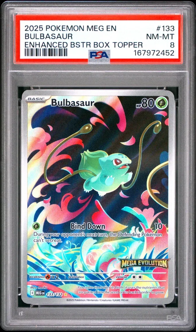 2025 #133 Bulbasaur PSA 8 Meg EN-Mega Evolution