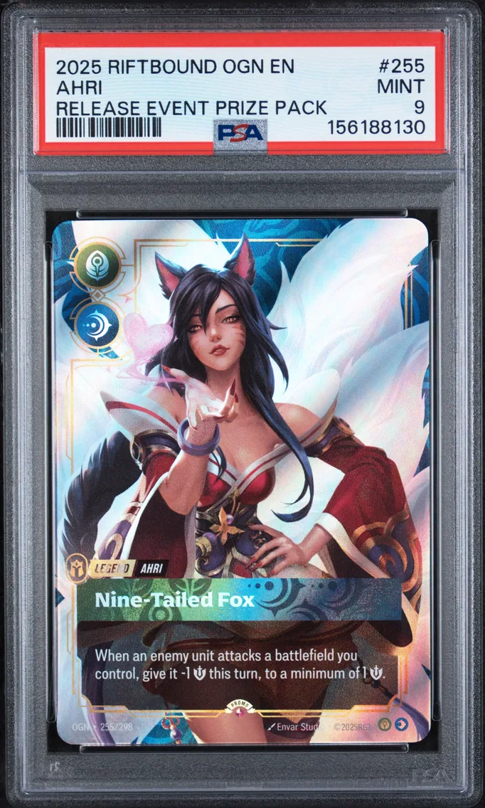 2025 #255 Ahri - Nine-Tailed Fox PSA 9 Riftbound: League of Legends Ogn-Origins