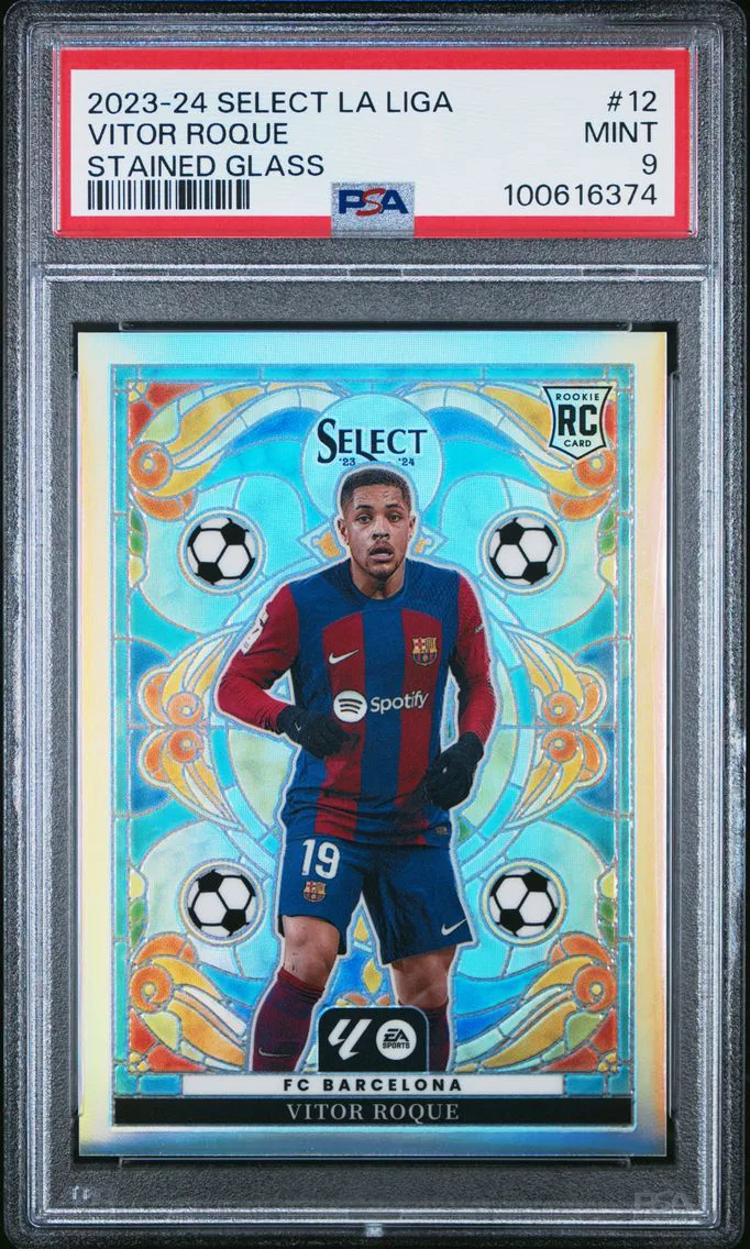 2023 #12 Vitor Roque PSA 9 Panini Select La Liga Stained Glass