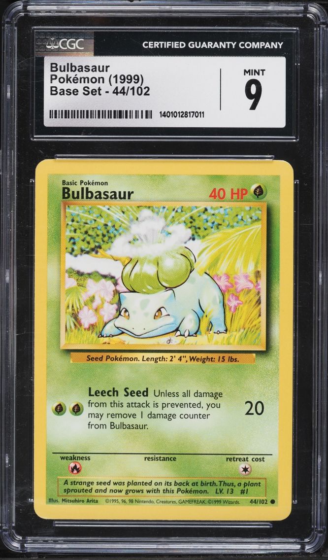 1999 Pokemon Base Set Bulbasaur #44 CGC 9 MINT