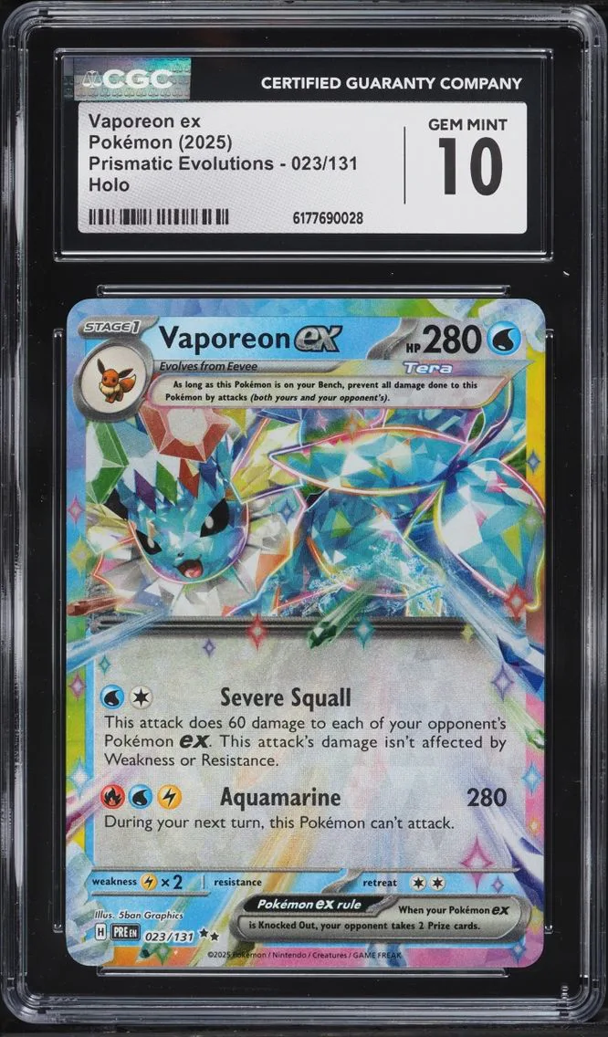 2025 #23 Vaporeon ex CGC 10 Pokemon Scarlet & Violet Prismatic Evolutions Holo