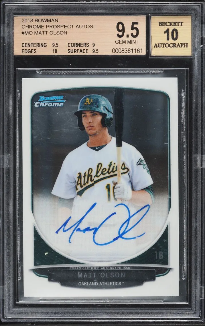 2013 Bowman Chrome Matt Olson PROSPECT AUTO #BCP-MO BGS 9.5 GEM MINT