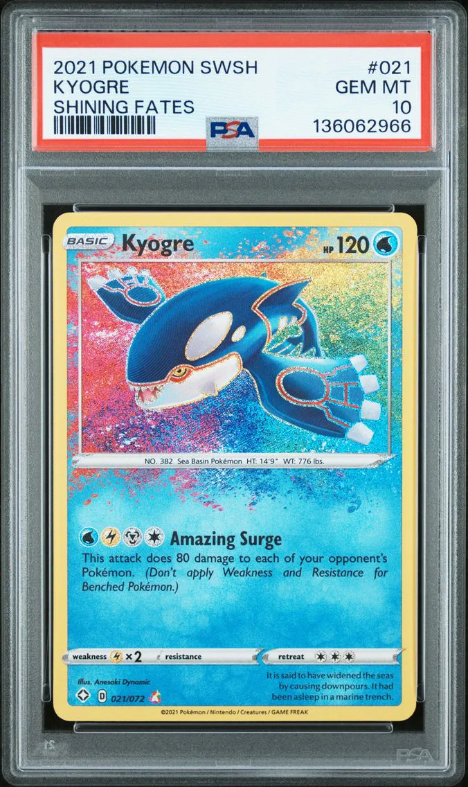 2021 #021 Kyogre PSA 10 Sword & Shield Shining Fates
