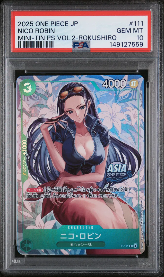 2025 #111 Nico Robin PSA 10 One Piece Japanese Mini-Tin Pack Set Vol.2
