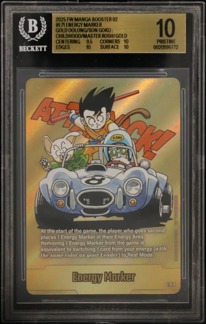 2025 #E71 Energy Marker (Oolong/Son Goku : Childhood/Master Roshi) GOLD BGS 10 Dragon Ball Super Card Game Fusion World Manga Booster 02