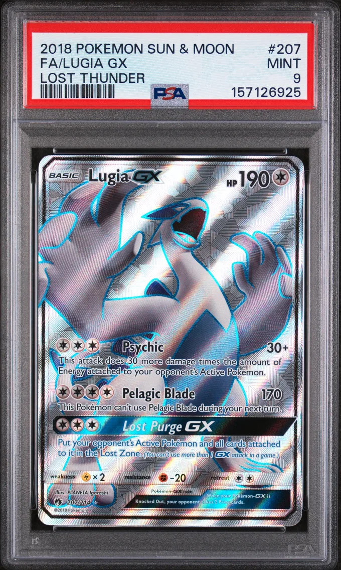 2018 #207 Full Art/Lugia GX PSA 9 Sun & Moon Lost Thunder
