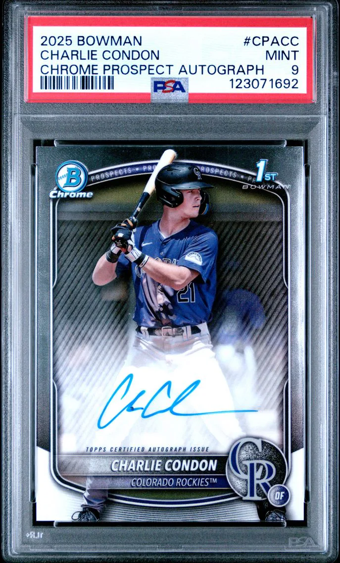 2025 #CPACC Charlie Condon PSA 9 Bowman Chrome Prospect Autographs