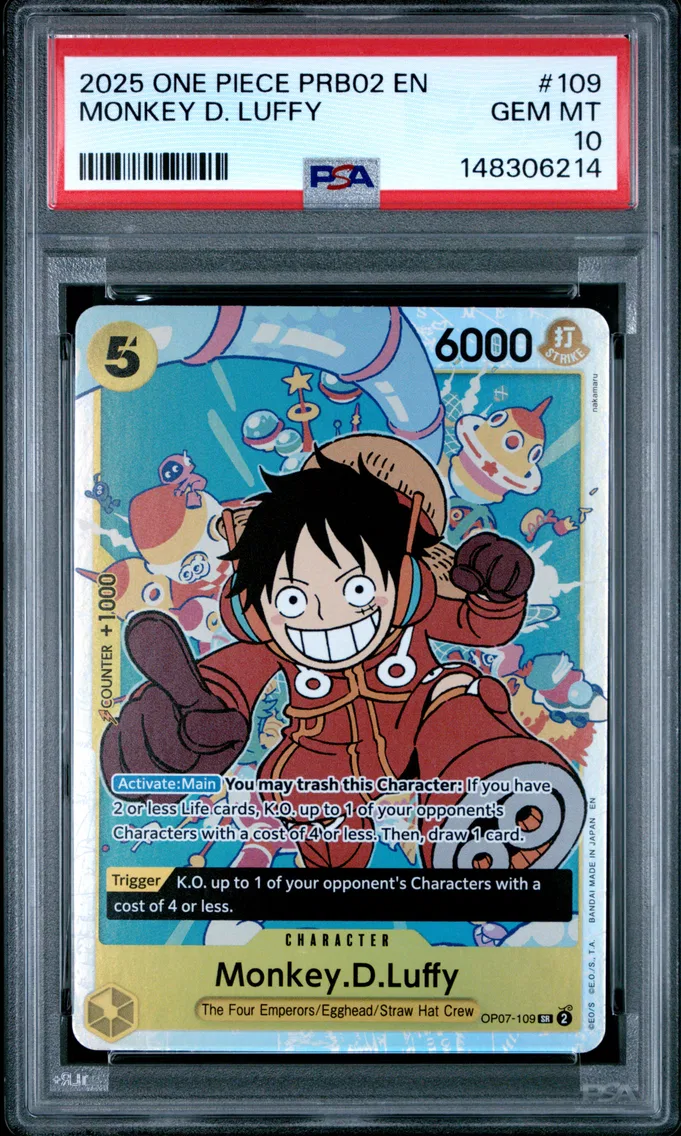 2025 #109 Monkey D. Luffy PSA 10 One Piece PRB02-Premium Booster -One Piece Card the Best- Vol.2