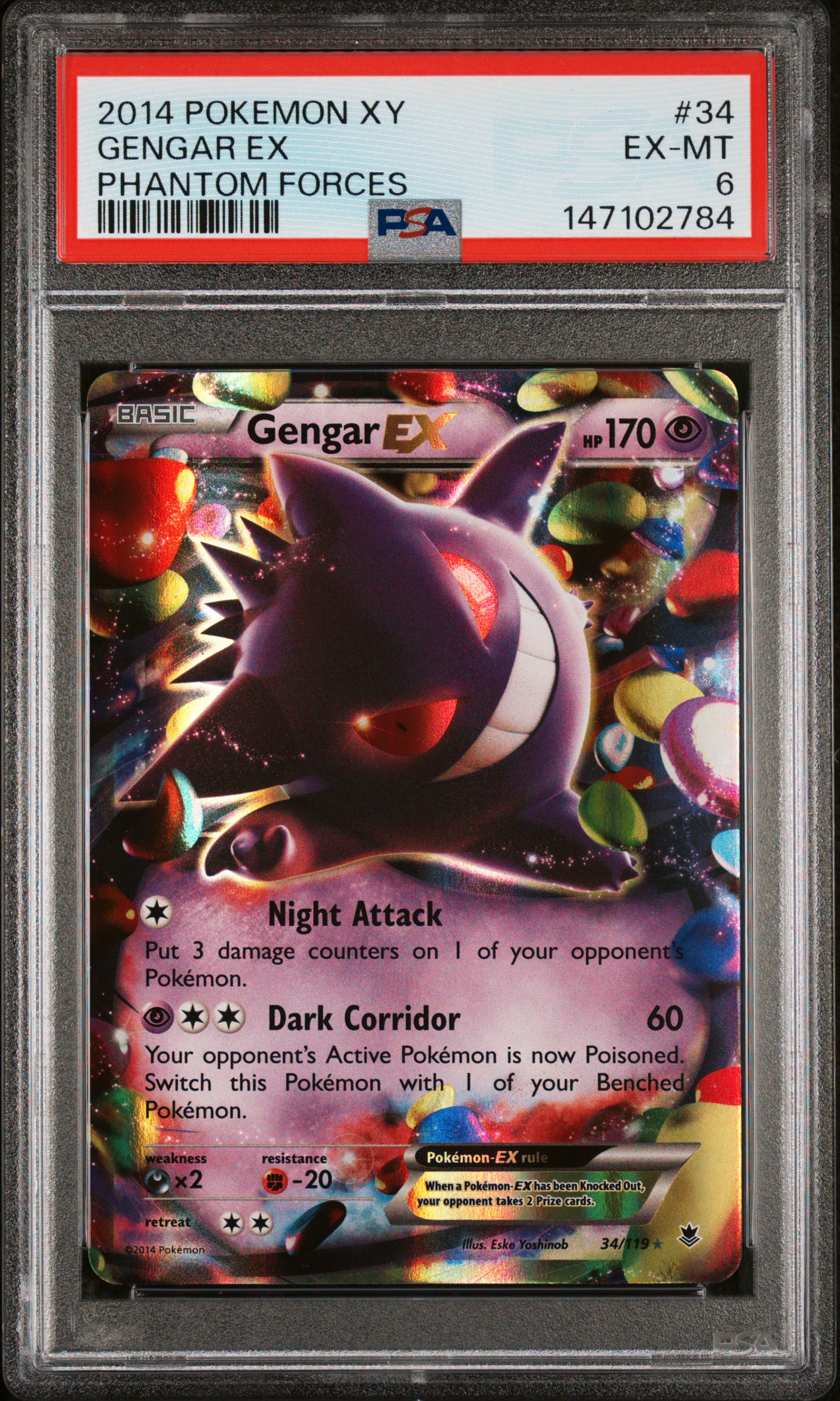2014 #34 Gengar Ex PSA 6 Xy Phantom Forces