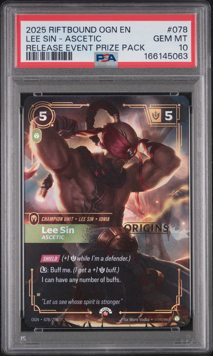 2025 #078 Lee Sin - Ascetic PSA 10 Riftbound: League of Legends Ogn-Origins