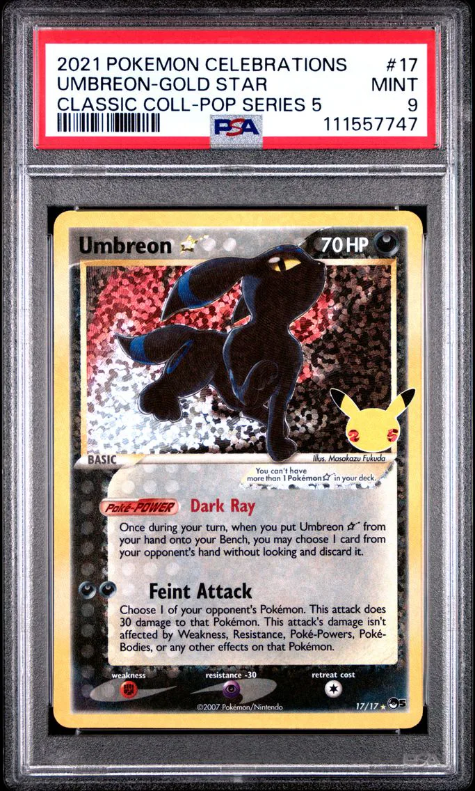 2021 Pokemon Celebrations Classic Collection Umbreon-Gold Star Celebrations Classic Collection #17 PSA 9