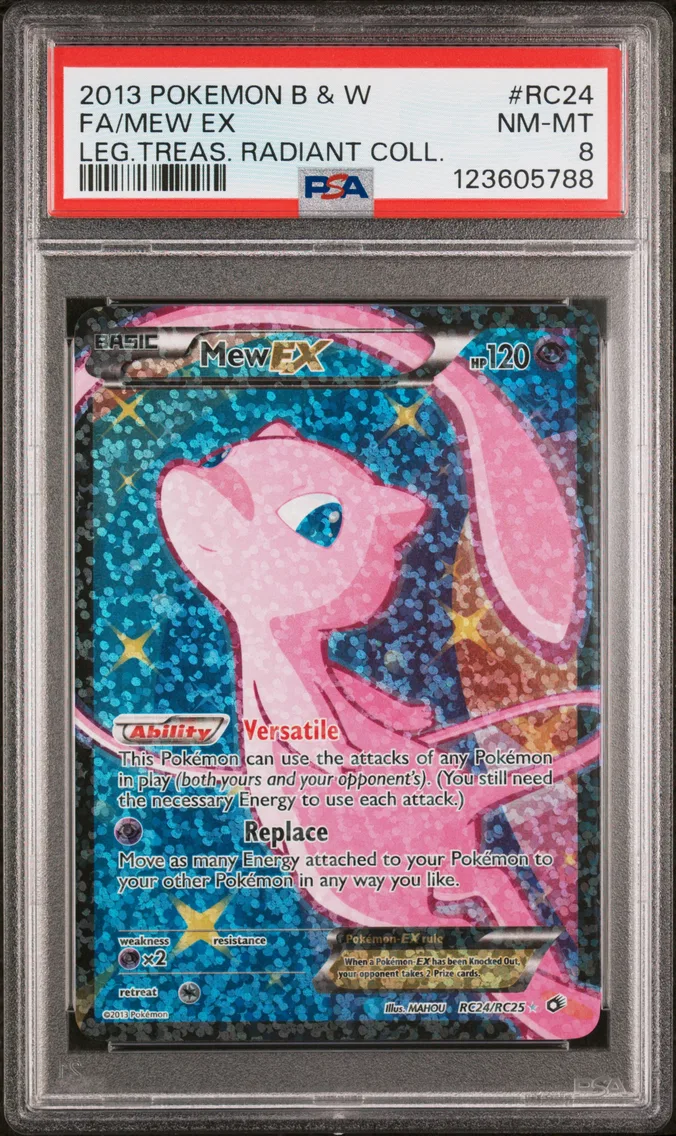 2013 #RC24 Full Art/Mew EX PSA 8 Black & White Legendary Treasures Radiant Collection