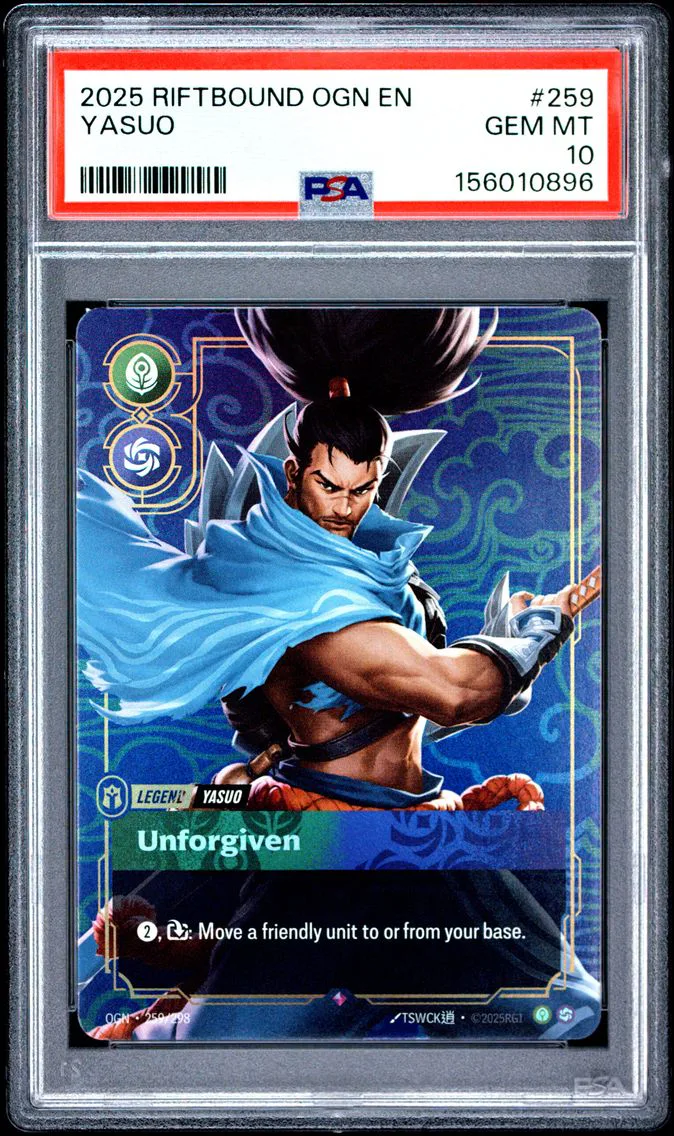2025 #259 Yasuo - Unforgiven PSA 10 Riftbound: League of Legends Ogn-Origins