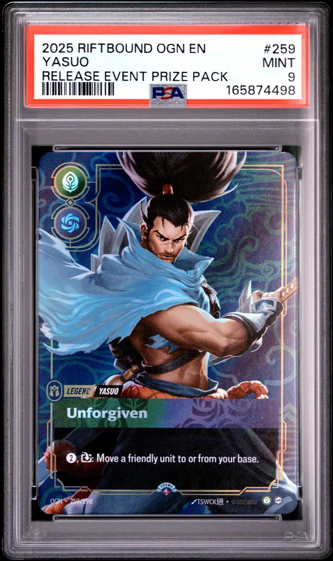 2025 #259 Yasuo - Unforgiven PSA 9 Riftbound: League of Legends Ogn-Origins