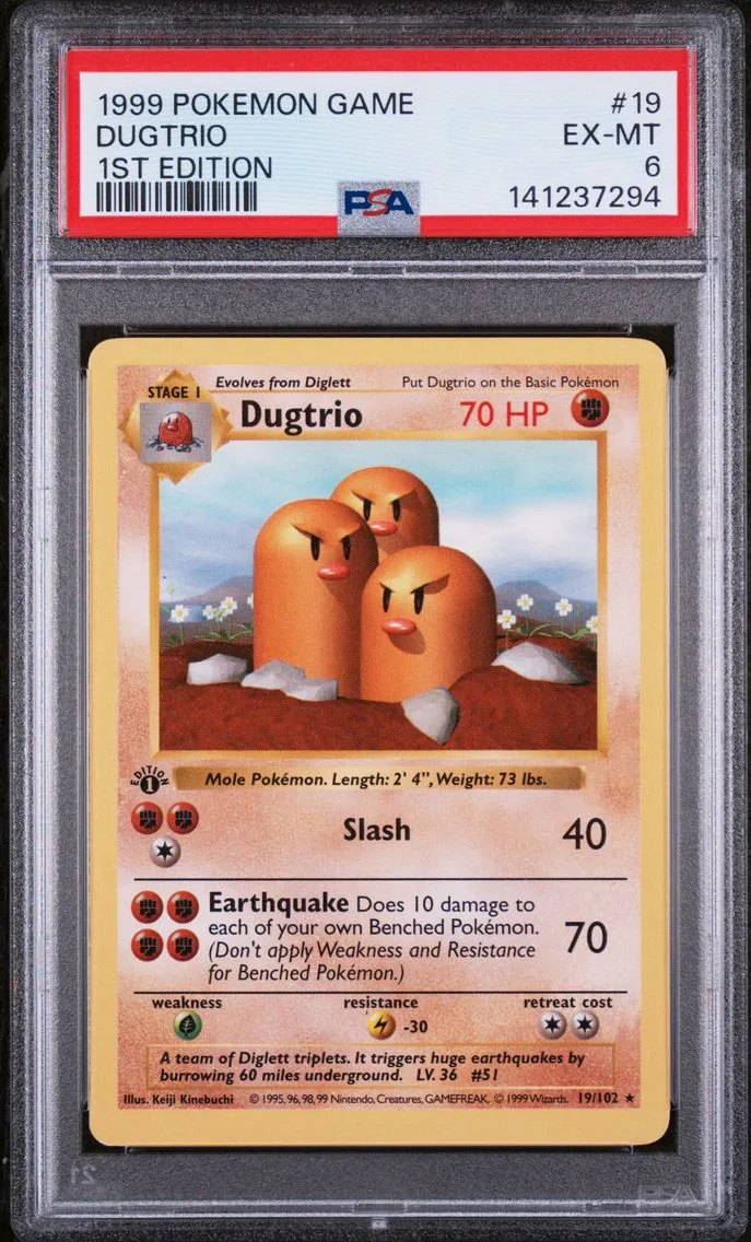 1999 #19 Dugtrio 1st Edition PSA 6 Game