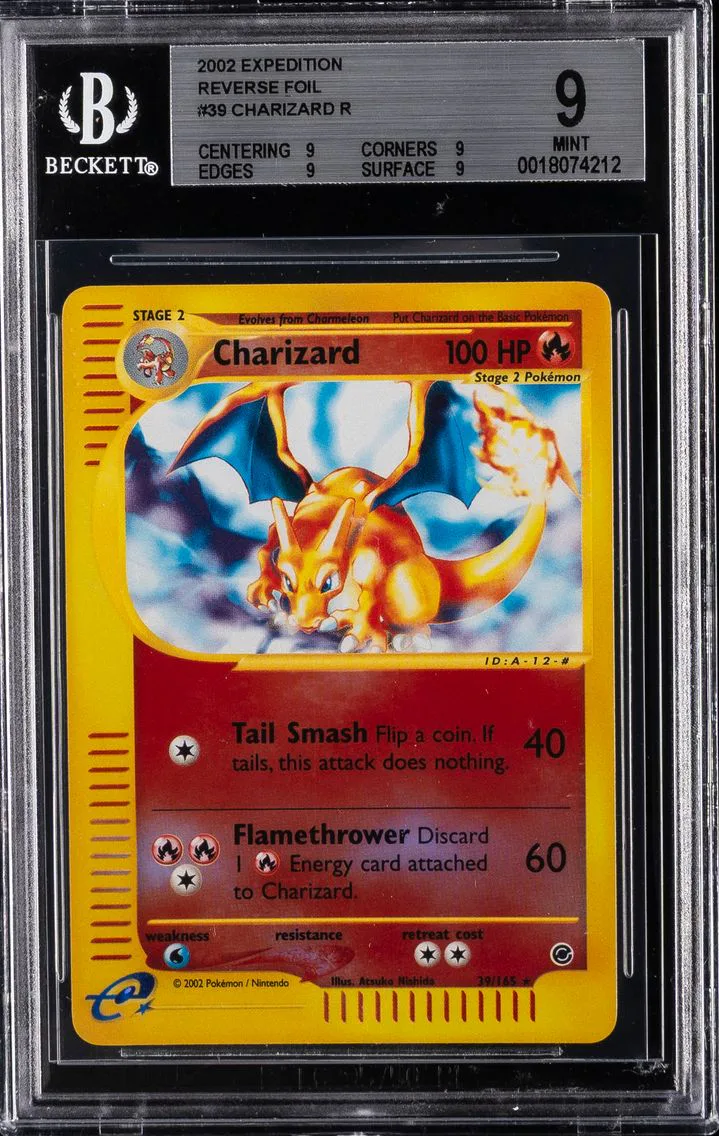 2002 #39 Charizard-Reverse Foil BGS 9 Expedition Pokemon