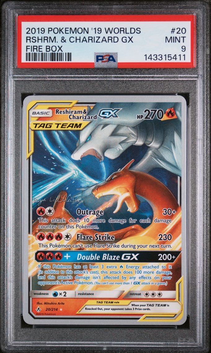 2019 #20 Reshiram & Charizard GX PSA 9 2019 World Championships Deck: Fire Box Pokemon