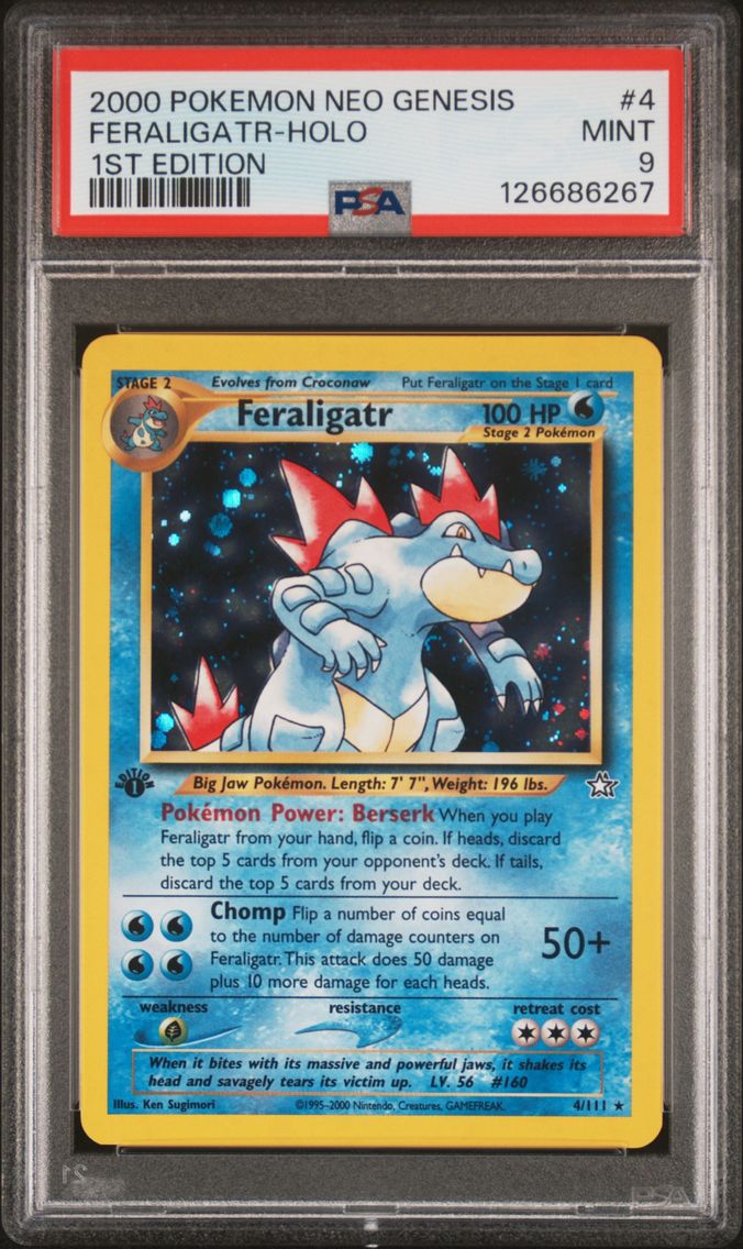 2000 #4 Feraligatr-Holo PSA 9 Neo Genesis 1st Edition Pokemon