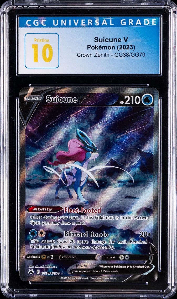 2023 #GG38 Full Art/Suicune V CGC 10 Pristine Sword and Shield Crown Zenith Pokemon