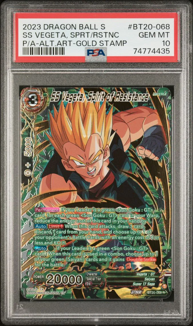 2023 #BT20-068 SS Vegeta, Spirit of Resistance PSA 10 Dragon Ball Super Card Game Series 20 Power Absorbed