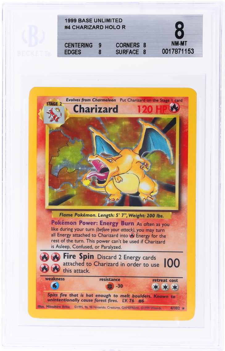 1999 #4 BASE SET HOLO CHARIZARD BGS 8 POKEMON