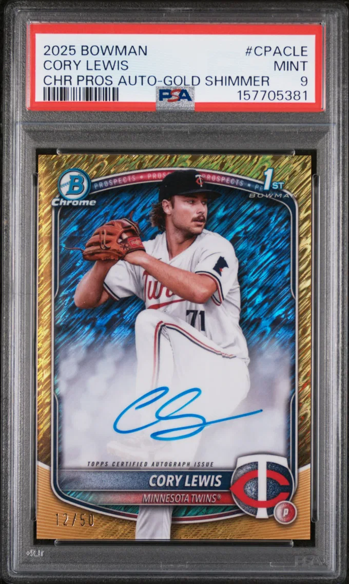 2025 #CPACLE Cory Lewis PSA 9 Bowman Chrome Prospect Autographs