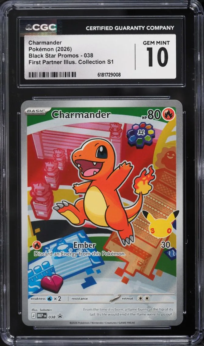 2026 Pokemon Mega Promo First Partner Illustration S1 Full Art Charmander #38 CGC 10 GEM MINT
