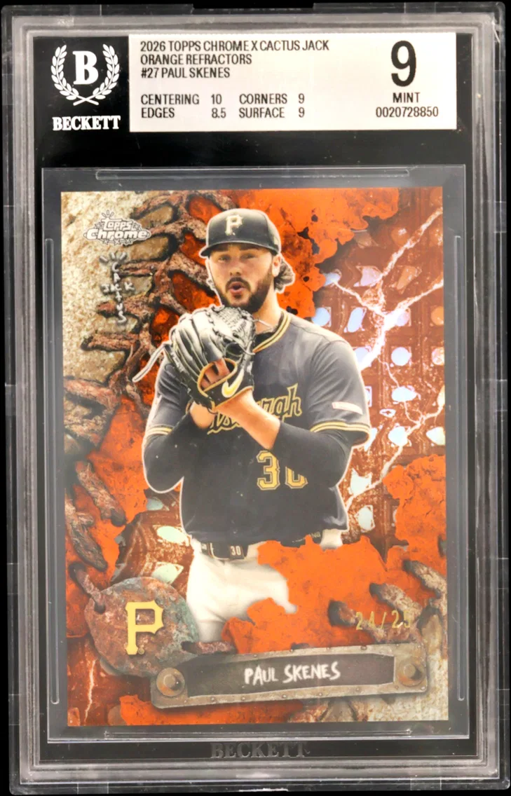 2026 #27 Paul Skenes BGS 9 Topps Chrome X Cactus Jack Orange Refractors