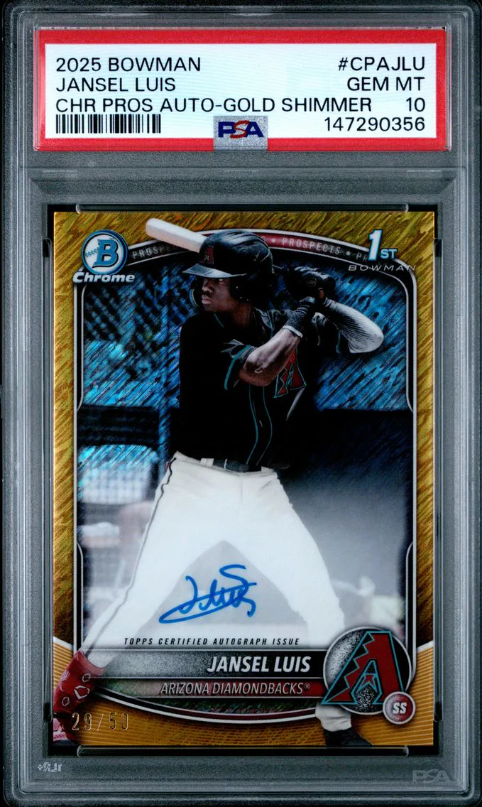 2025 #CPAJLU Jansel Luis PSA 10 Bowman Chrome Prospect Autographs