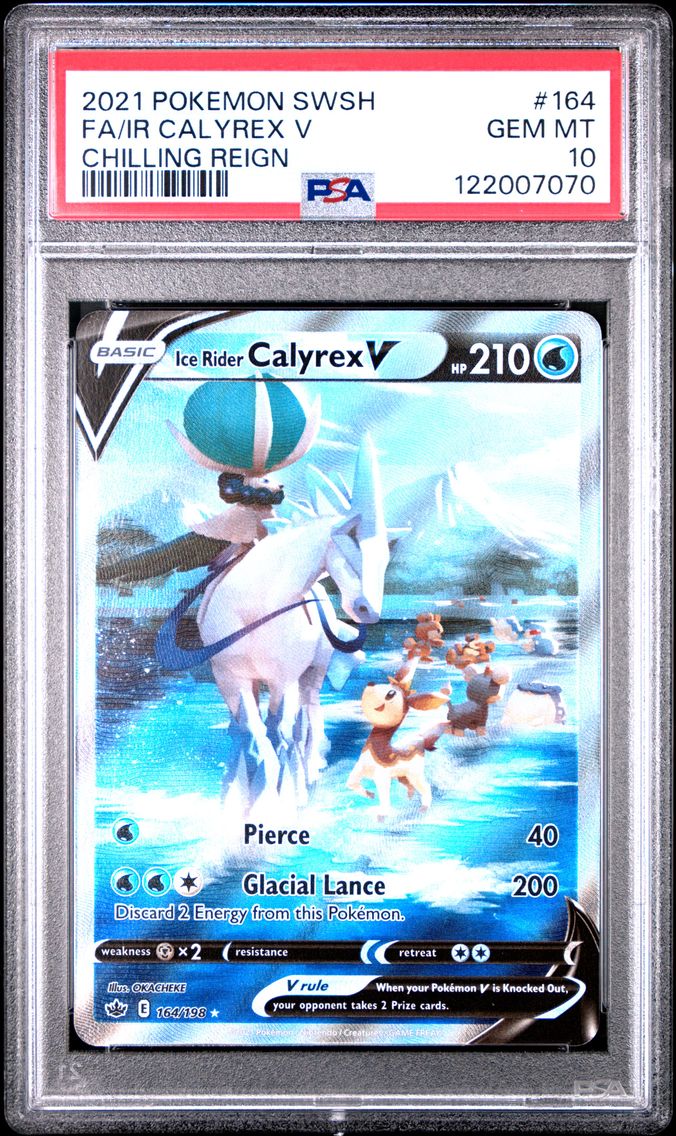 2021 #164 Full Art/Ice Rider Calyrex V PSA 10 Sword & Shield Chilling Reign Pokemon