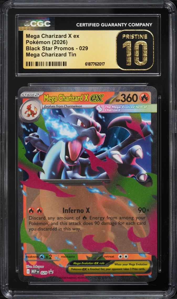 2026 #29 Mega Charizard X Ex CGC 10 Pokemon Mega Evolution Promo Tin