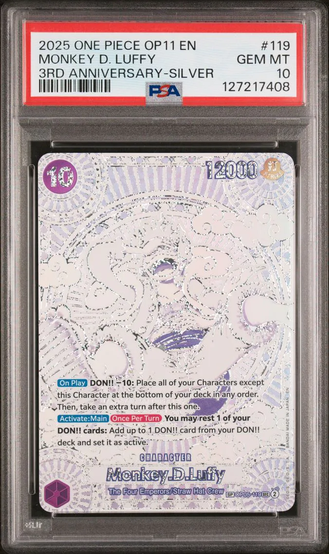 2025 #119 Monkey D. Luffy PSA 10 One Piece OP11-A Fist of Divine Speed