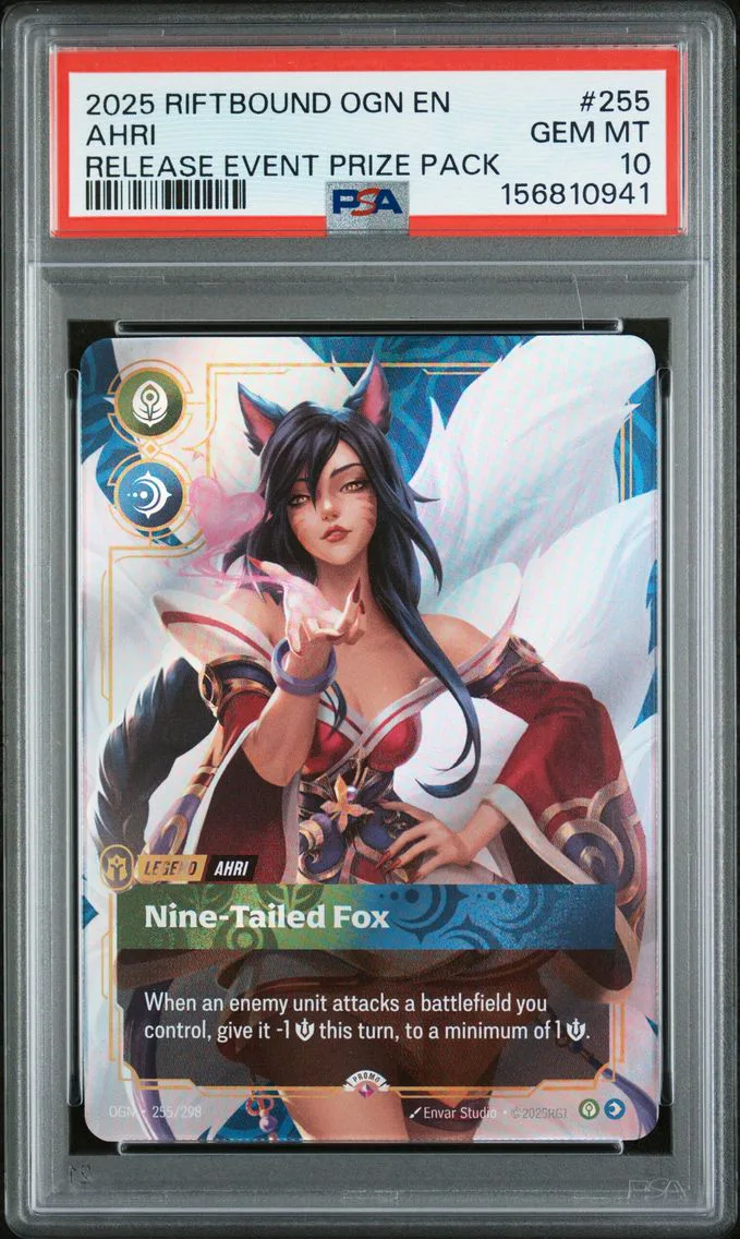 2025 #255 Ahri - Nine-Tailed Fox PSA 10 Riftbound: League of Legends Ogn-Origins
