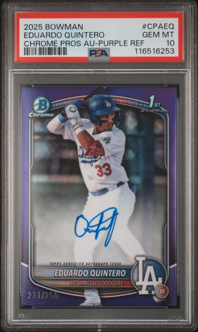 2025 #CPAEQ EDUARDO QUINTERO PSA 10 Bowman Chrome Prospect Autographs