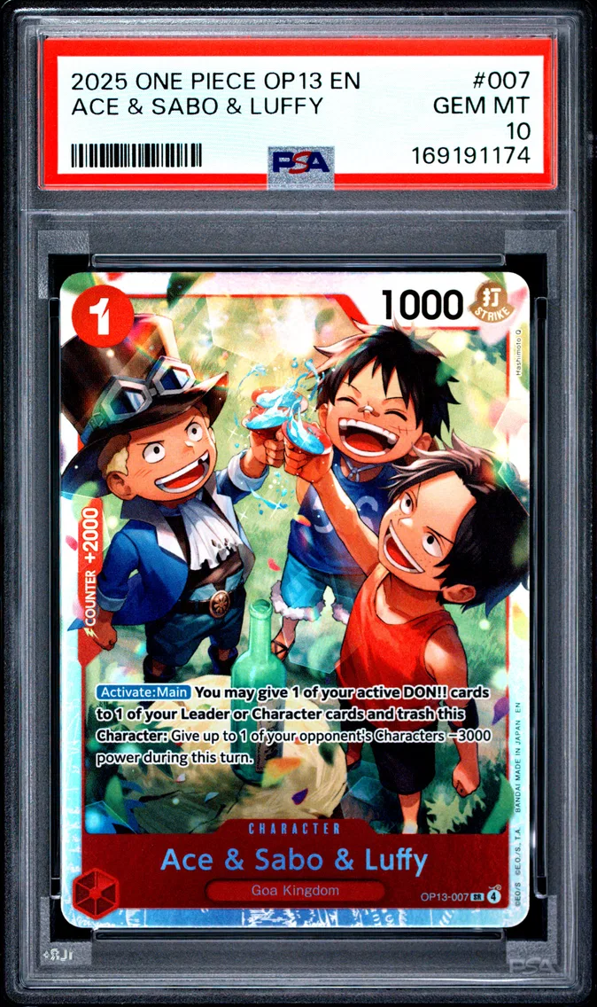 2025 #007 Ace & Sabo & Luffy PSA 10 One Piece OP13-Carrying on His Will