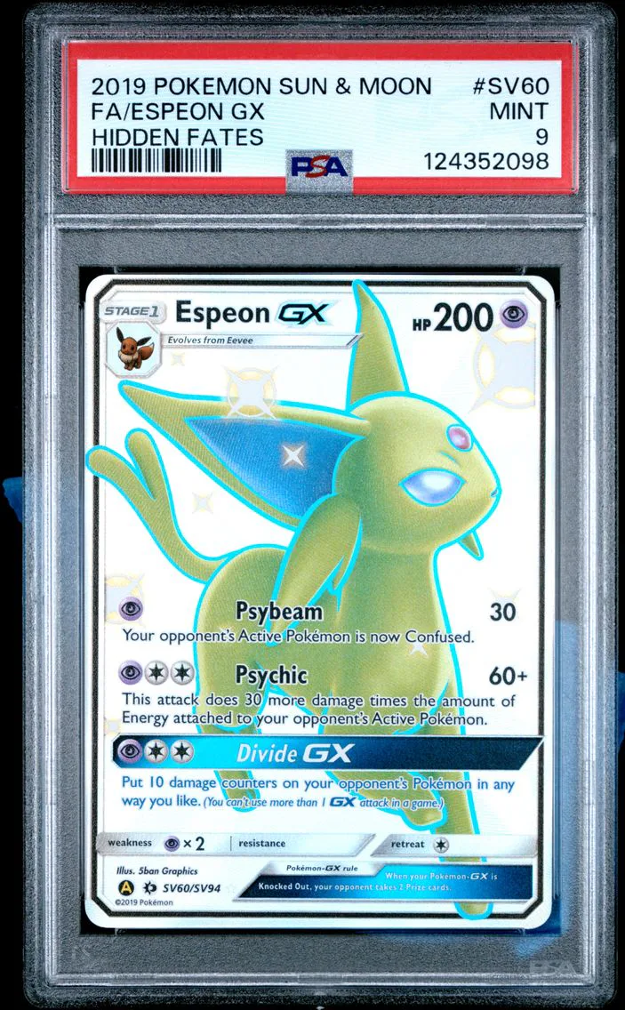 2019 #SV60 Full Art/Espeon GX PSA 9 Sun & Moon Hidden Fates Pokemon