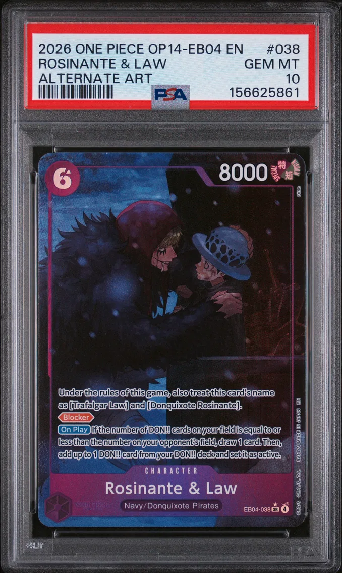 2026 #038 Rosinante & Law PSA 10 One Piece OP14-EB04-the Azure Sea's Seven