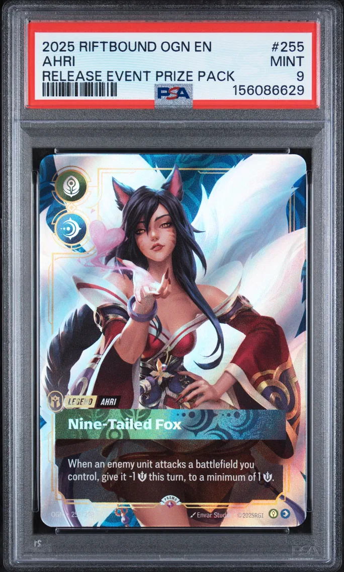 2025 #255 Ahri - Nine-Tailed Fox PSA 9 Riftbound: League of Legends Ogn-Origins