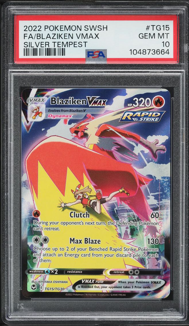 2022 Pokemon Sword & Shield Silver Tempest Full Art Blaziken VMAX #TG15 PSA 10 GEM MINT