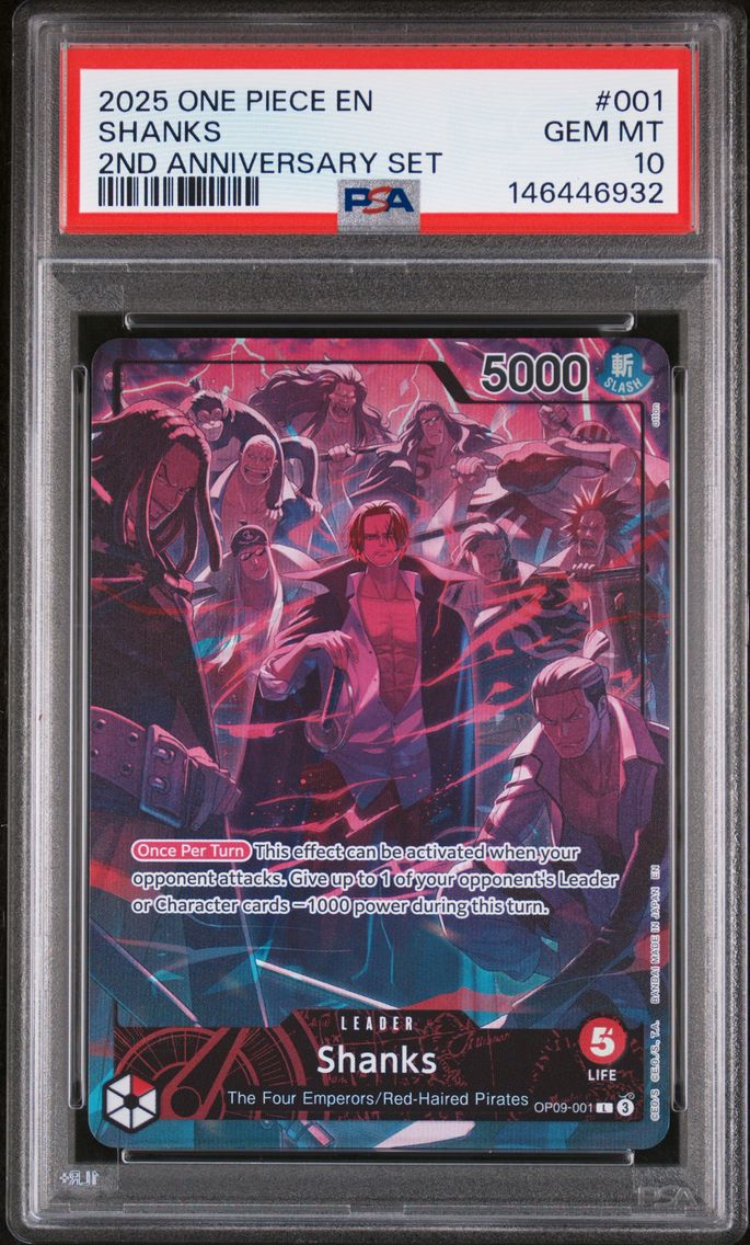2025 #001 Shanks PSA 10 One Piece English Version 2nd Anniversary Set