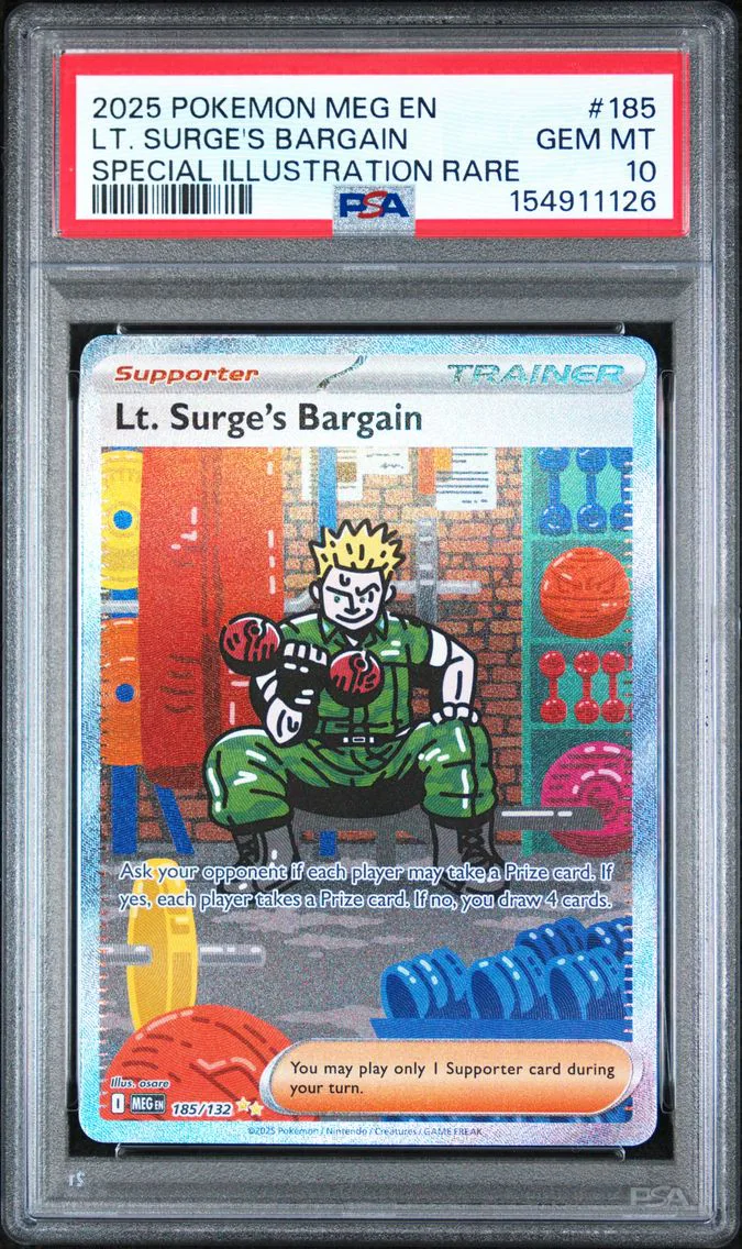2025 #185 LT. Surge's Bargain PSA 10 Meg EN-Mega Evolution